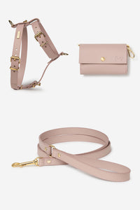 Pink Leather Nara Dog Harness Set - M / Classic / Standard