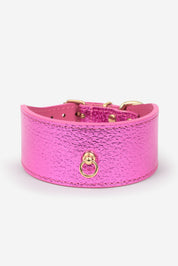 Collar para galgo de color fucsia metalizado