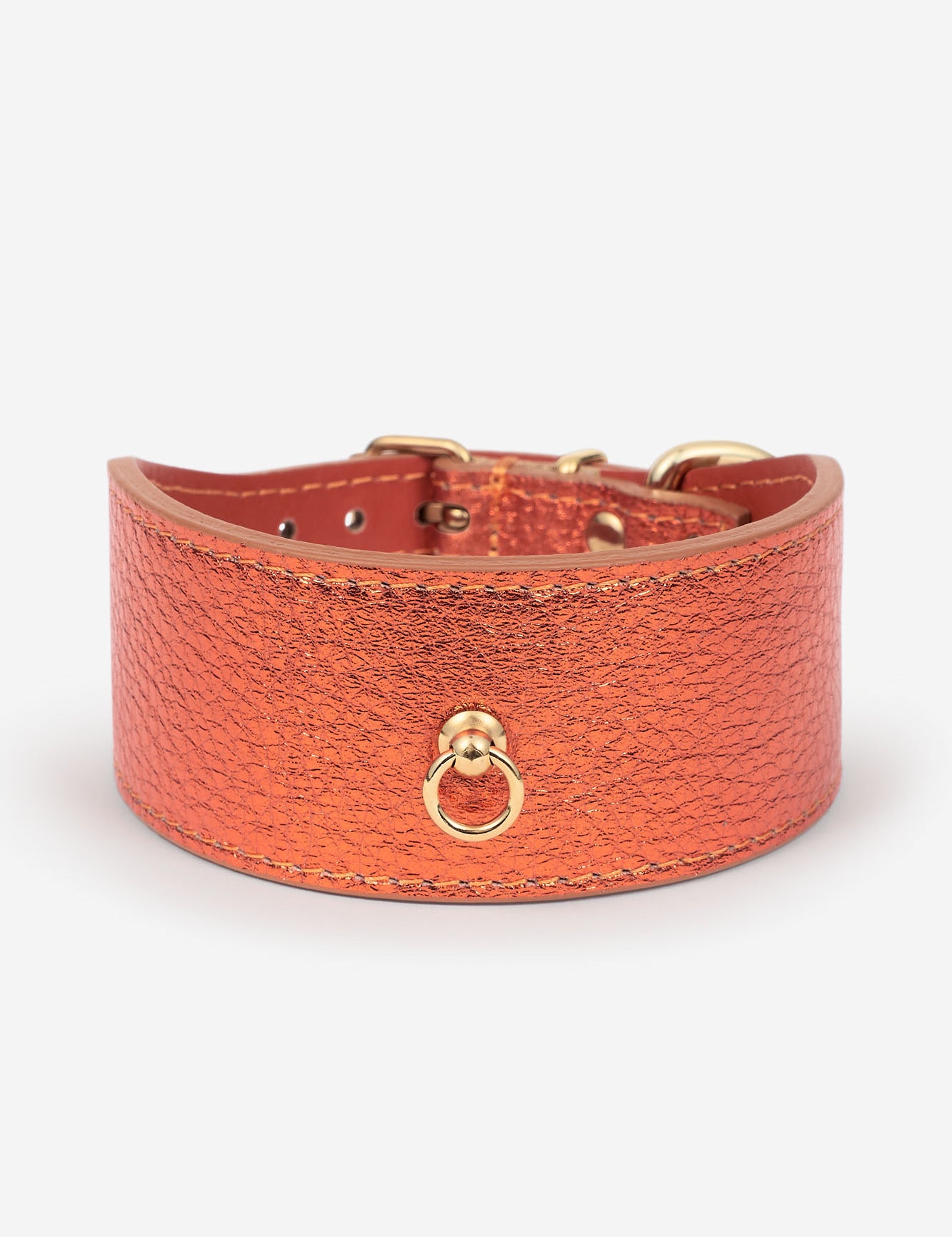 Collar para galgo de color naranja metalizado