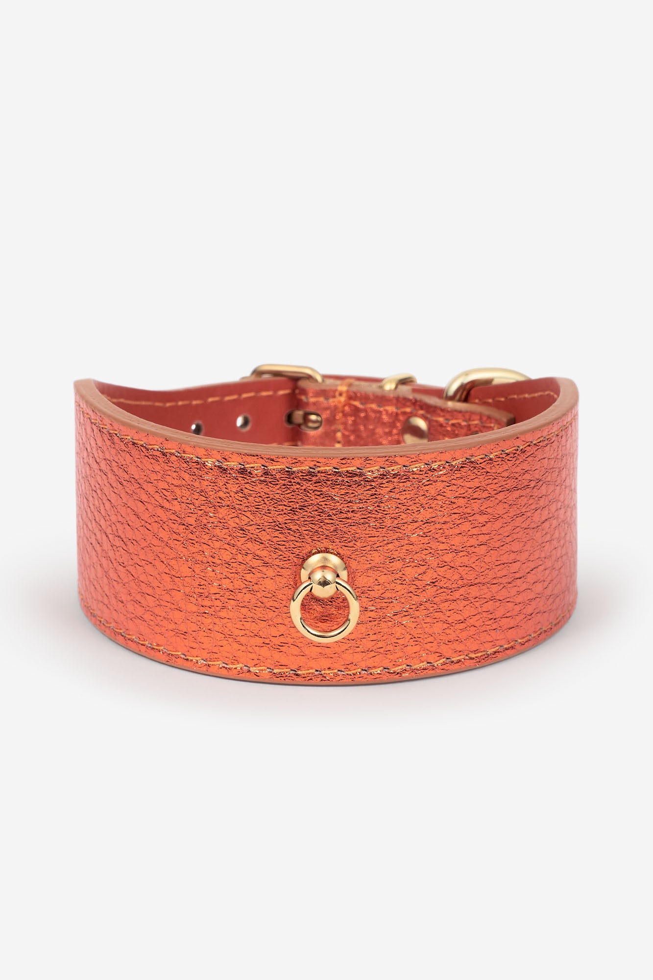 Collar para galgo de color naranja metalizado