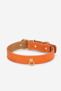 Orange Leather Juno Dog Collar - Naranja / S