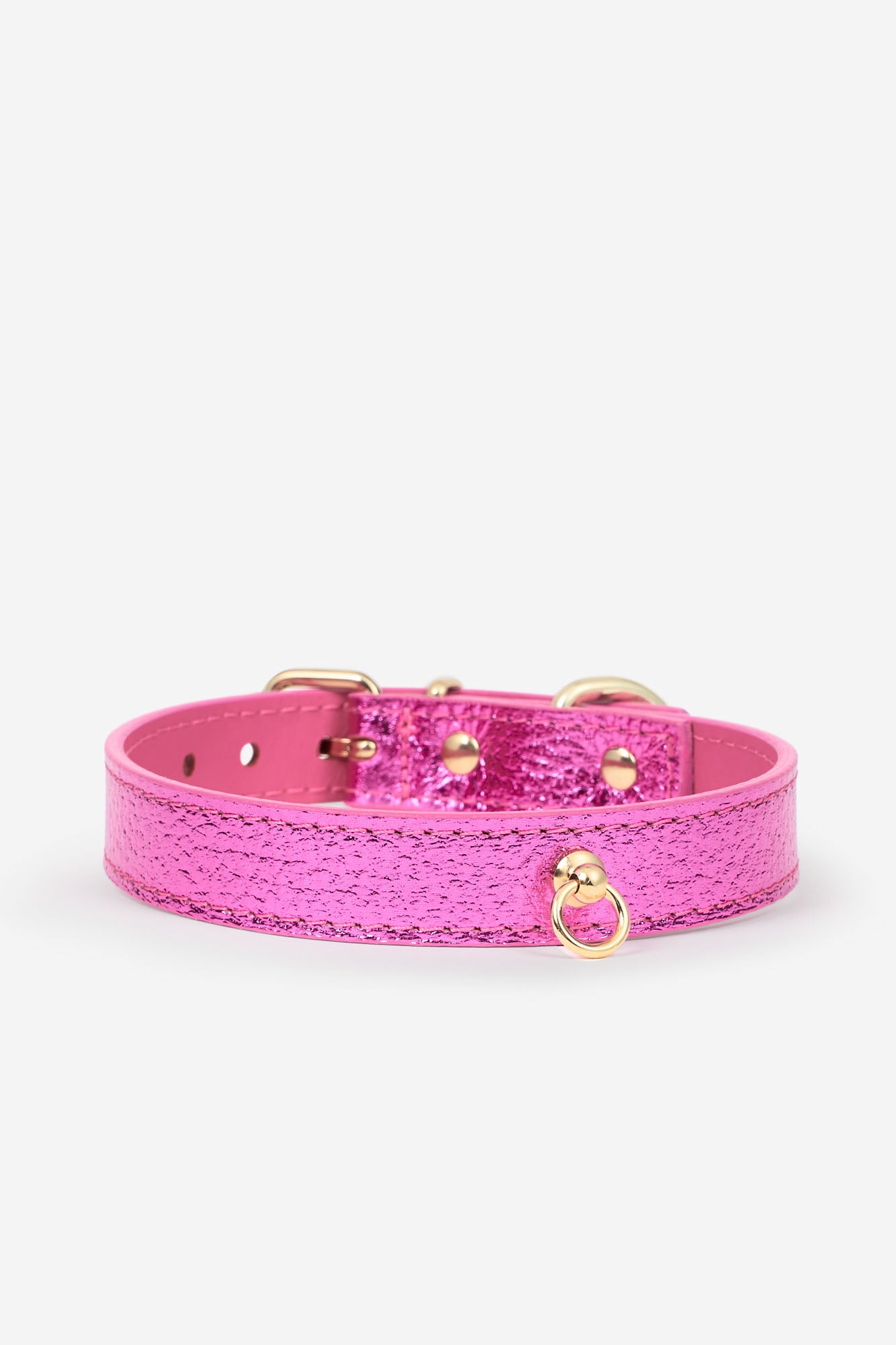 Collar para perros de color fucsia metalizado