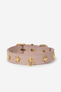 Pink Leather Nara Dog Collar - Rosa / XS