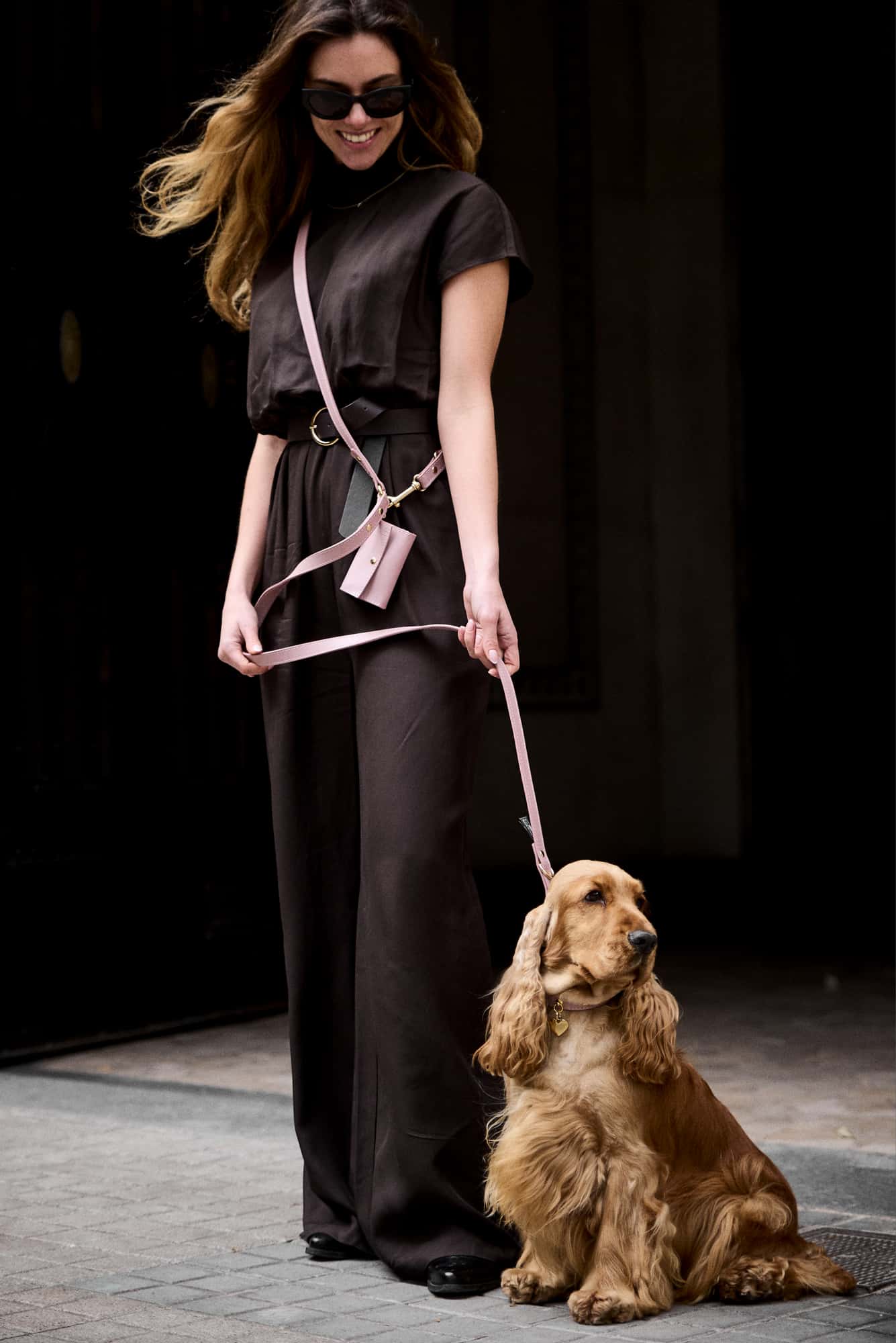 Nara Hundeset Rosa: Halsband & Leine aus Leder