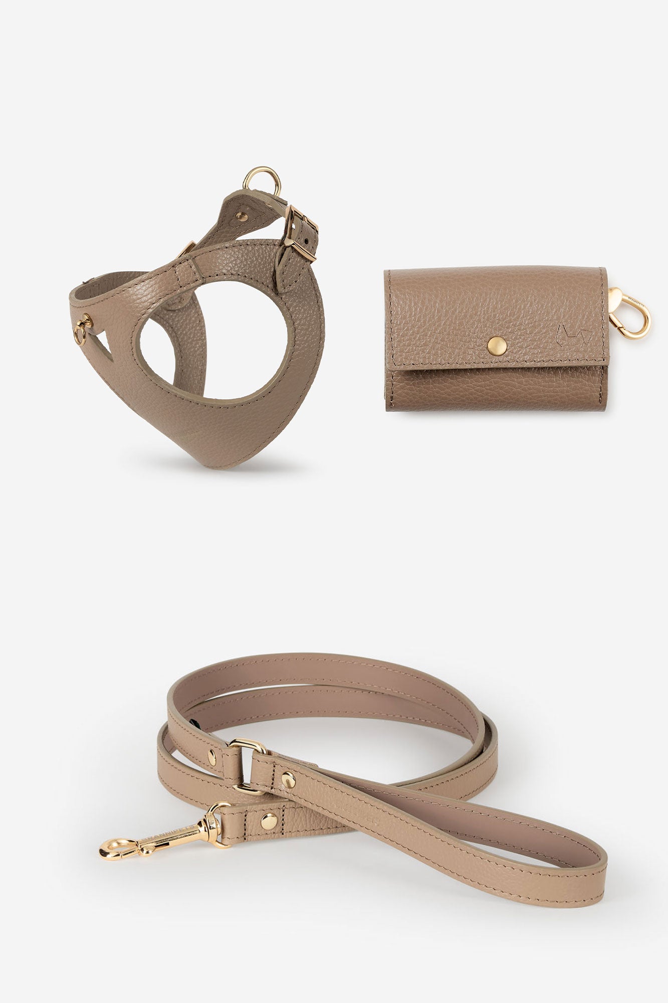 arnés taupe perro elegante