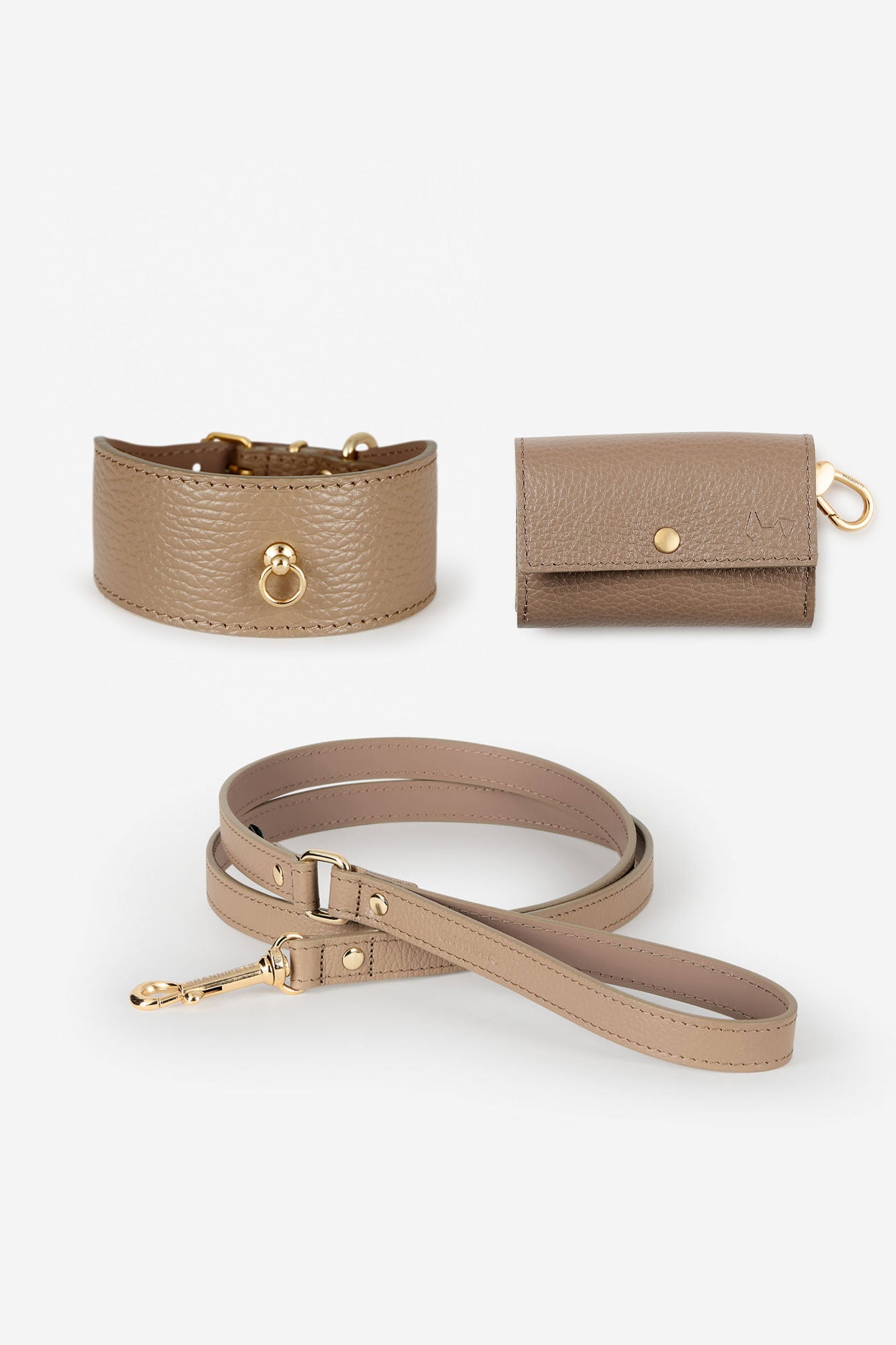 Taupe Greyhound collar set.