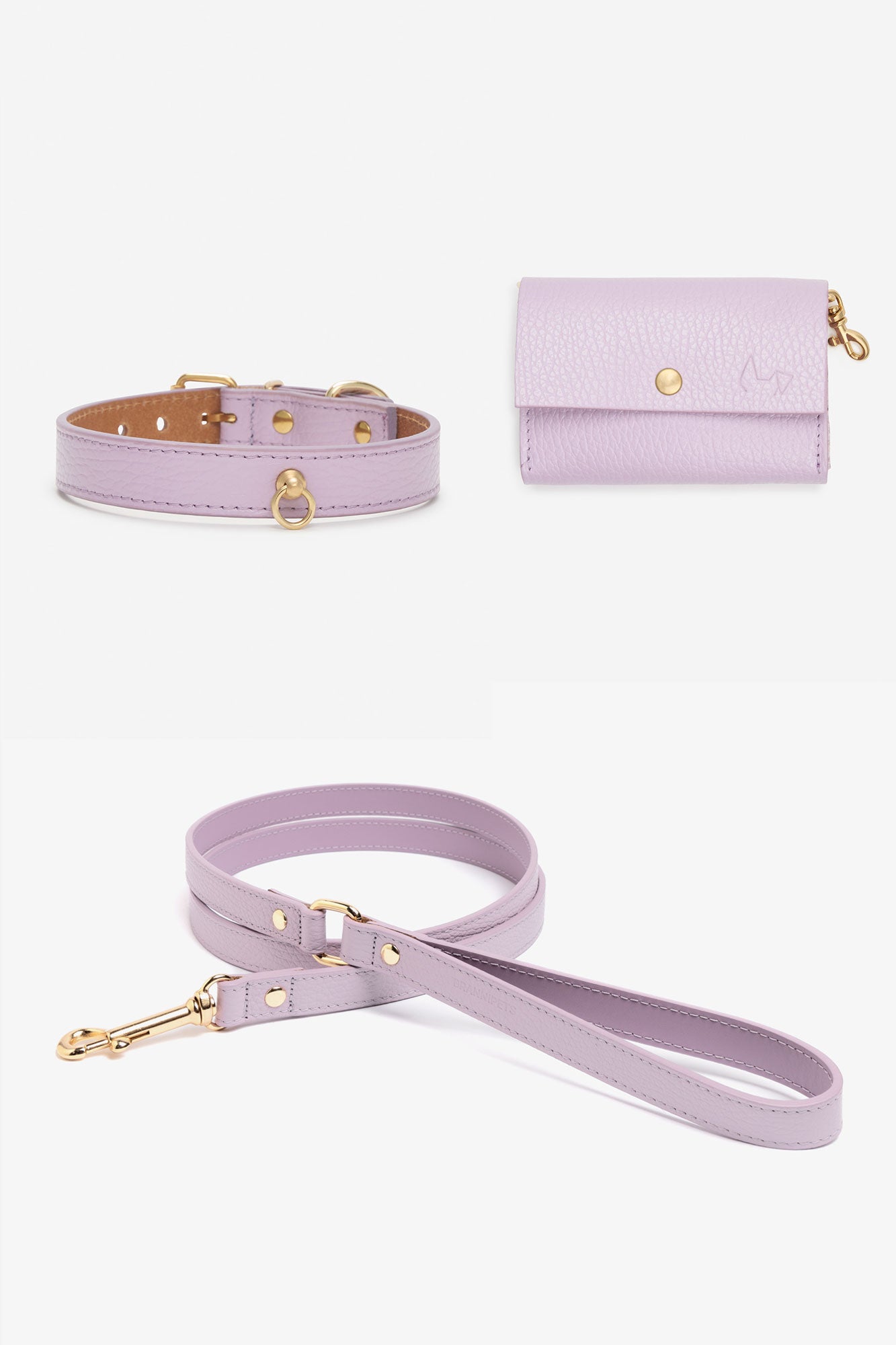 Juno collar set in lavender leather.