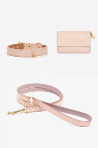 Peach Leather Juno Dog Collar Set - XS / Standard / Classic lead