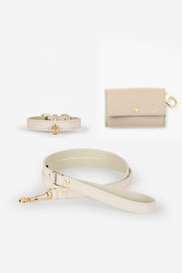 Juno Hundeset Toy Weiß – Halsband, Leine &amp; Kotbeutelhalter - XS / Standard / Klassische