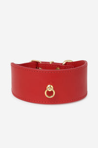Red Leather Nara Greyhound Dog Collar - Rojo / XS