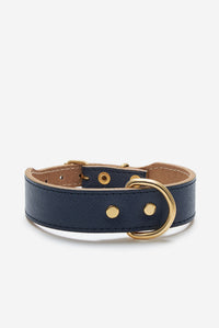 Navy Blue Leather Moni Dog Collar - Azul marino / XS