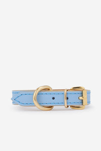 Sky Blue Leather Moni Toy Dog Collar - Azul cielo / XS